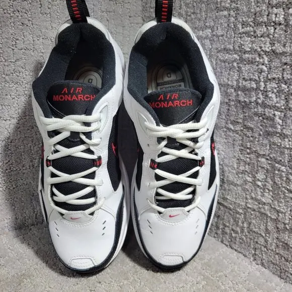 Nike Air Monarch IV Men's Size 10 US White Black Leather Casual Shoes 415445-101