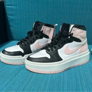 Nike Jordan Black and Pink Hightop platform sneaker with side zipper