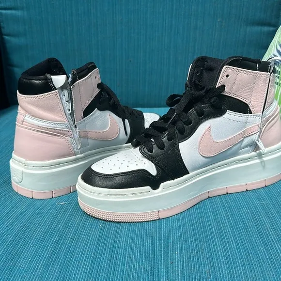 Nike Jordan Black and Pink Hightop platform sneaker with side zipper