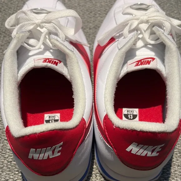 Nike Sneakers White and Red with Perforated Toe Box and Iconic Swoosh