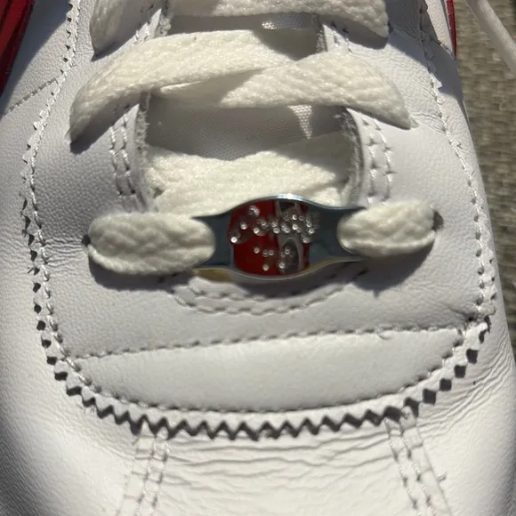 Nike Sneakers White and Red with Perforated Toe Box and Iconic Swoosh
