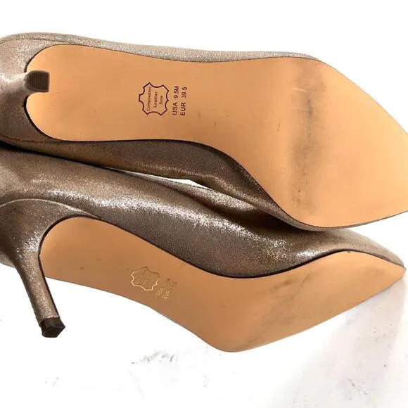 Nina Padded 60 Pumps 9.5 Gold Leather NWOT Heels Comfort Travel Point Toe
