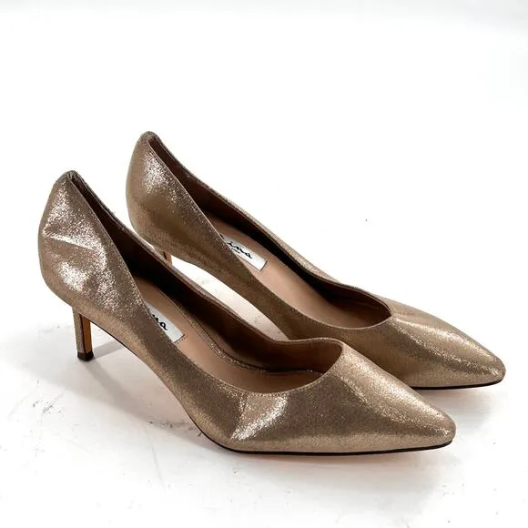 Nina Padded 60 Pumps 9.5 Gold Leather NWOT Heels Comfort Travel Point Toe
