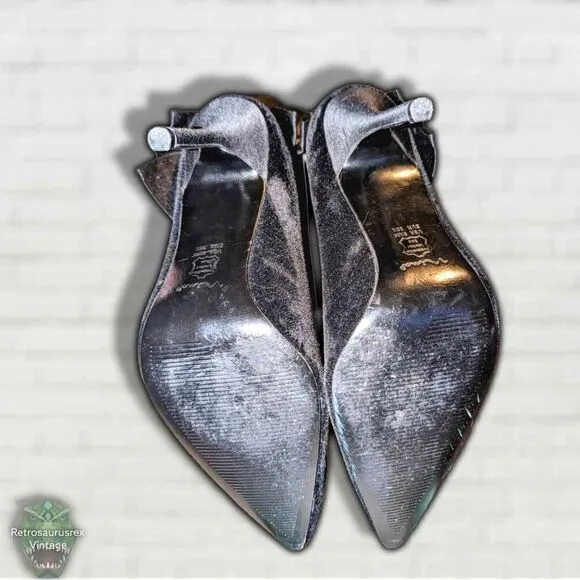 NINA Shoes Black Velvet Satin Bow Stiletto High Heels, Special Occasion Black Ti