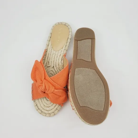 Nine west Brielle orange bow espadrille slide Sandals
