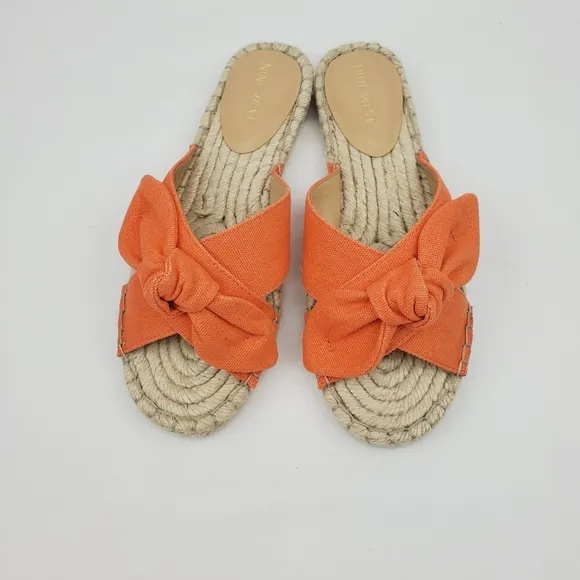 Nine west Brielle orange bow espadrille slide Sandals