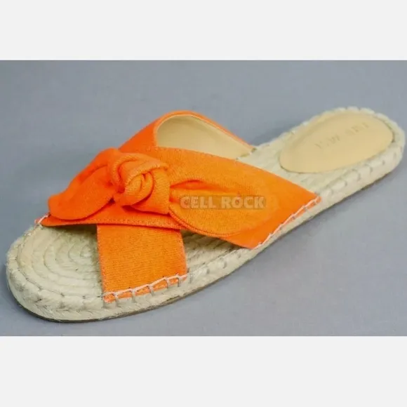 Nine west Brielle orange bow espadrille slide Sandals