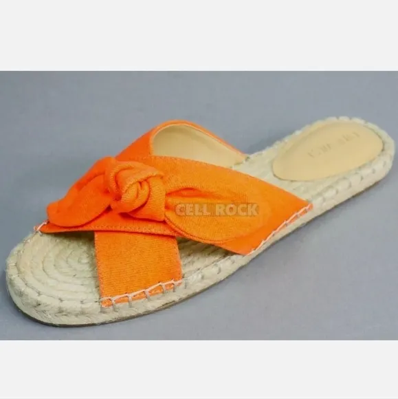 Nine west Brielle orange bow espadrille slide Sandals