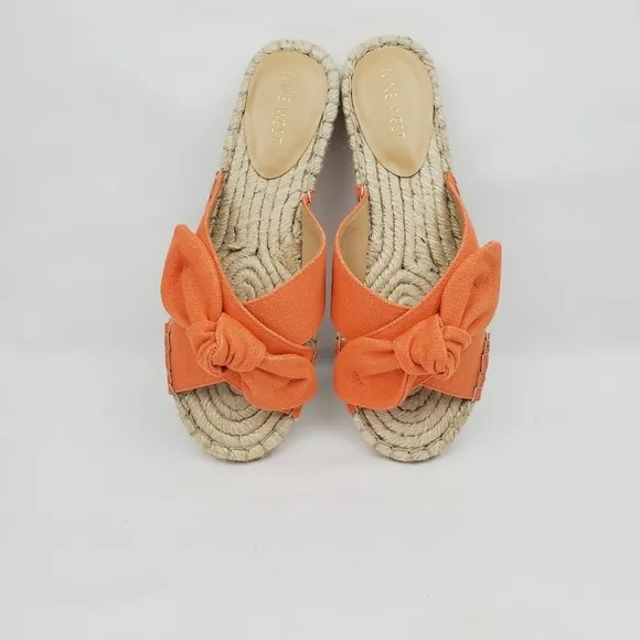 Nine west Brielle orange bow espadrille slide Sandals