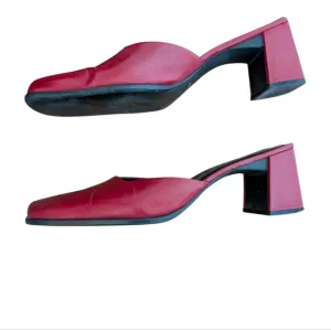 Nine West Virginia Y2K 90s Red Women's Block Heel Mules sz 10