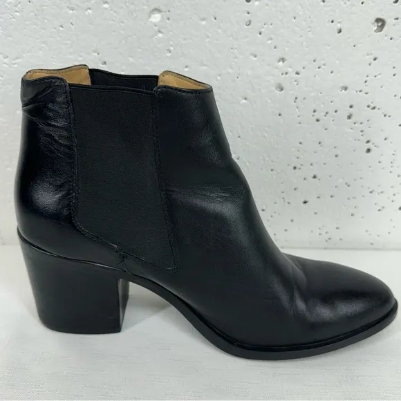 Nisolo Women's Size 10 Black Leather Chunk Heel Ankle Boots