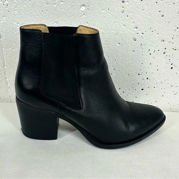 Nisolo Women's Size 10 Black Leather Chunk Heel Ankle Boots
