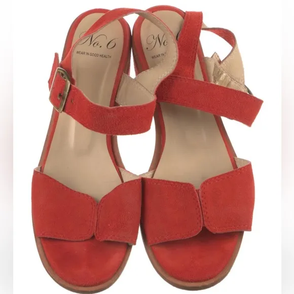 No. 6 Store block Heel Sandal red suede Size 9 Shoes