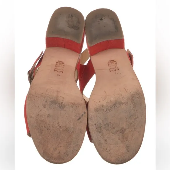No. 6 Store block Heel Sandal red suede Size 9 Shoes