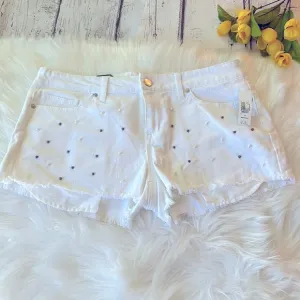 No Boundaries White Fringe Shorts With Pearls Size 17
