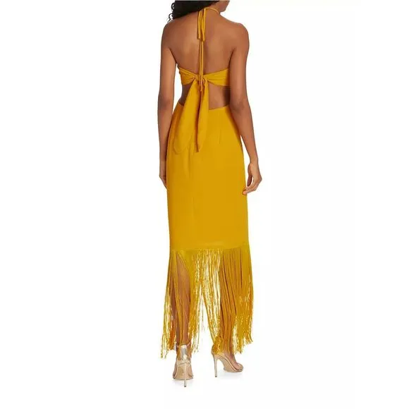 No Pise La Grama Arrecife Cut Out Fringe-Trim Maxi Dress