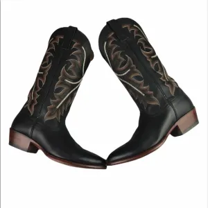 Nocona black embroidered leather cowboy boots