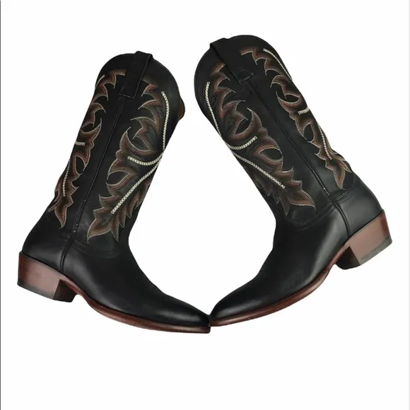 Nocona black embroidered leather cowboy boots
