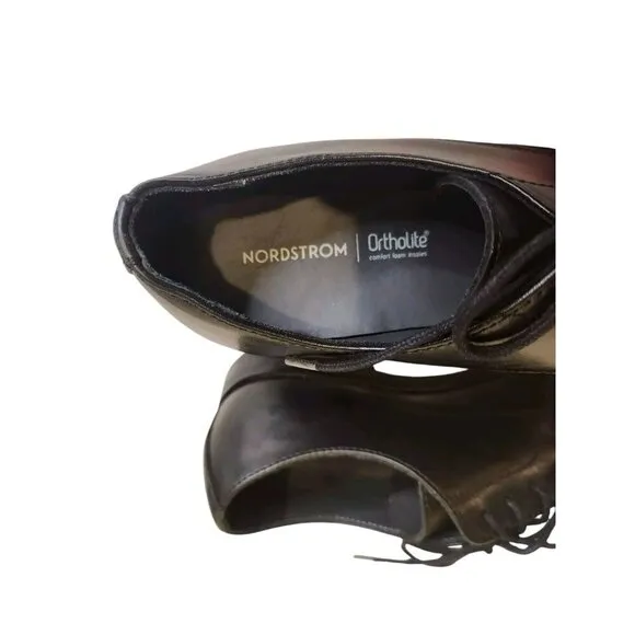 Nordstrom Men’s Black Leather Ortholite Dress Shoes Size 8 Classic Office