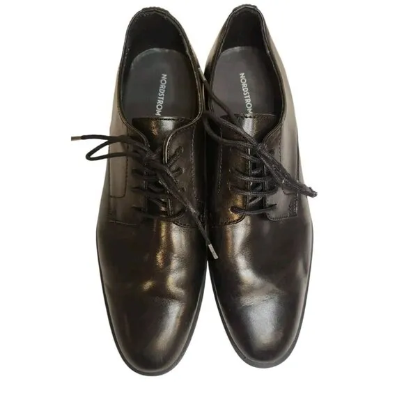 Nordstrom Men’s Black Leather Ortholite Dress Shoes Size 8 Classic Office
