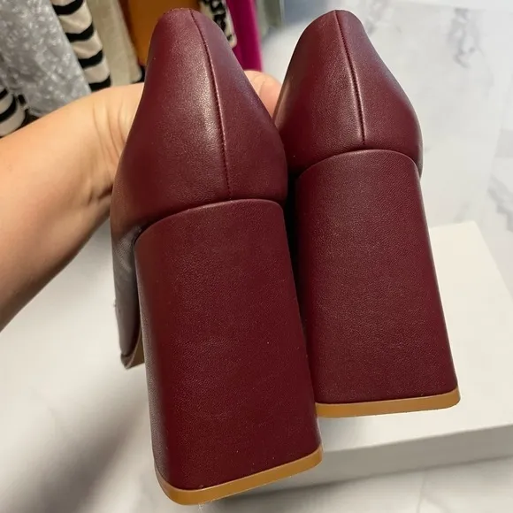 NORDSTROM RACK Oslo Block Heel Pump Burgundy Leather Shoes Size 10