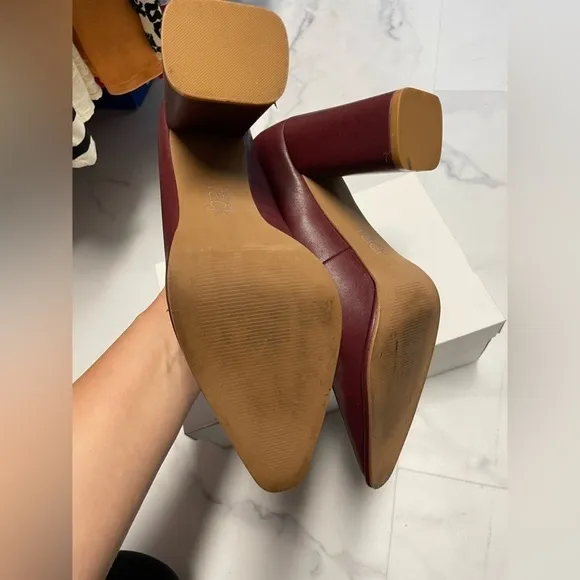 NORDSTROM RACK Oslo Block Heel Pump Burgundy Leather Shoes Size 10