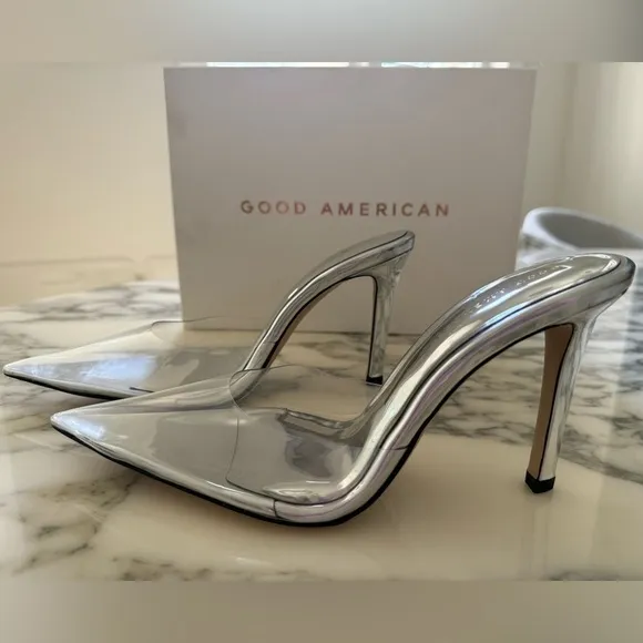 NWB Good American Cinderella Clear Stiletto Pump - small scuff - size 9 fits 8.5