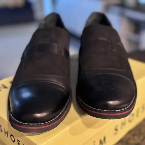 NWB! NEDIM SHOES Men Suede Leather Black Dress Shoes - Size 10.5