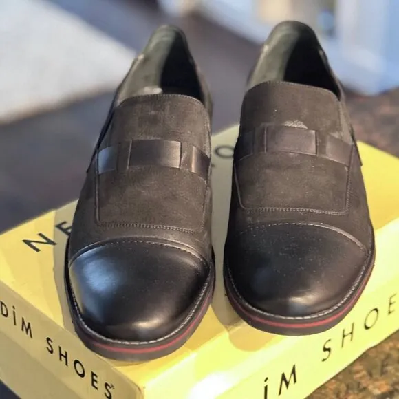 NWB! NEDIM SHOES Men Suede Leather Black Dress Shoes - Size 10.5