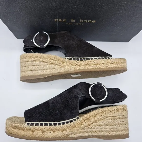 NWB Rag &amp; Bone Calla black suede sandals size 7.5