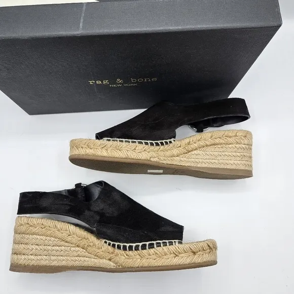 NWB Rag &amp; Bone Calla black suede sandals size 7.5
