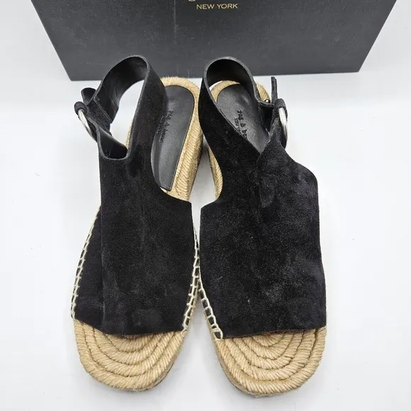 NWB Rag &amp; Bone Calla black suede sandals size 7.5