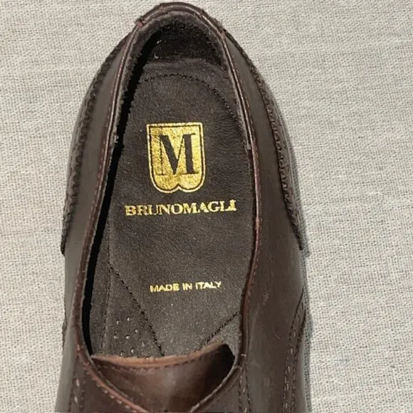 NWOB Bruno Magli Wallabi Brown Wingtip Men's 10M Lace Oxford Leather Dress Shoes