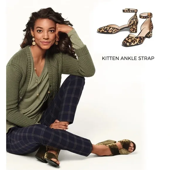 NWOB Cabi Kitten Ankle Strap Leopard shoes 9M