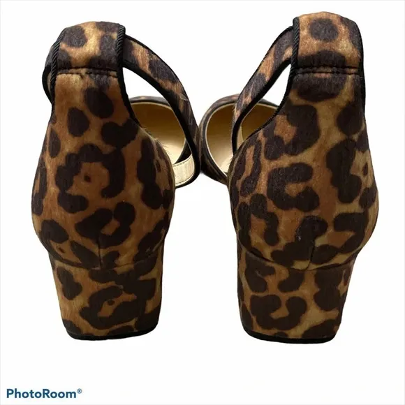 NWOB Cabi Kitten Ankle Strap Leopard shoes 9M