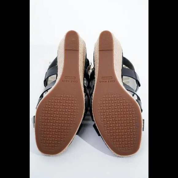 NWOB Cole Haan Crystal Wedge Espadrille Sandals Women's Sz 7B Shoes