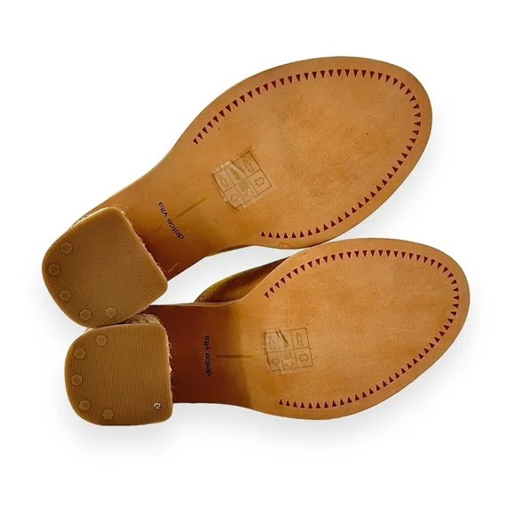 NWOB Dolce Vita Alycia Mustard Yellow Espadrille Block Heel Suede Sandals sz 6M