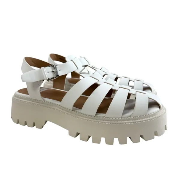 NWOB DV Dolce Vita Loera Caged Fisherman Lug Sole Platform Sandals Ivory Size 9