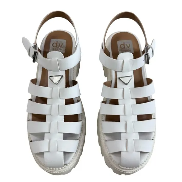 NWOB DV Dolce Vita Loera Caged Fisherman Lug Sole Platform Sandals Ivory Size 9
