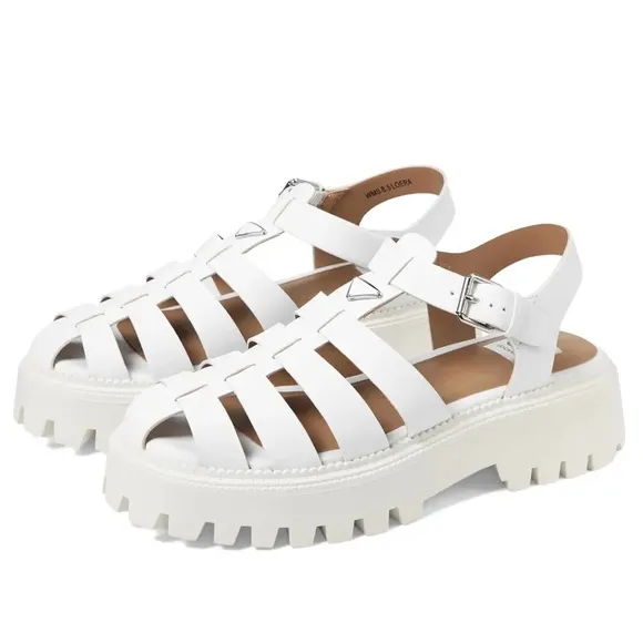 NWOB DV Dolce Vita Loera Caged Fisherman Lug Sole Platform Sandals Ivory Size 9