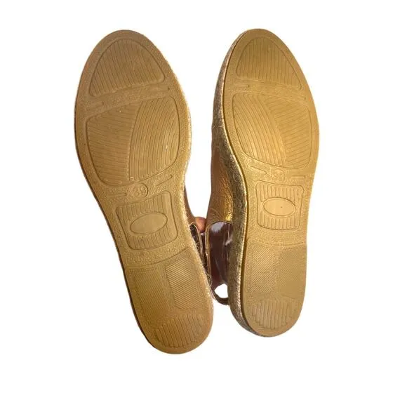NWOB Jutelia Spain Rose Gold Espadrille Platform Sandals Women 39 8.5 Leather