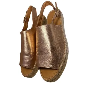 NWOB Jutelia Spain Rose Gold Espadrille Platform Sandals Women 39 8.5 Leather