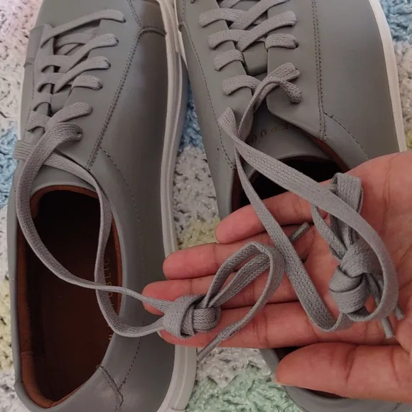NWOB New Republic Size 12 Grey Kurt Leather Low Top Lace Up Sneakers