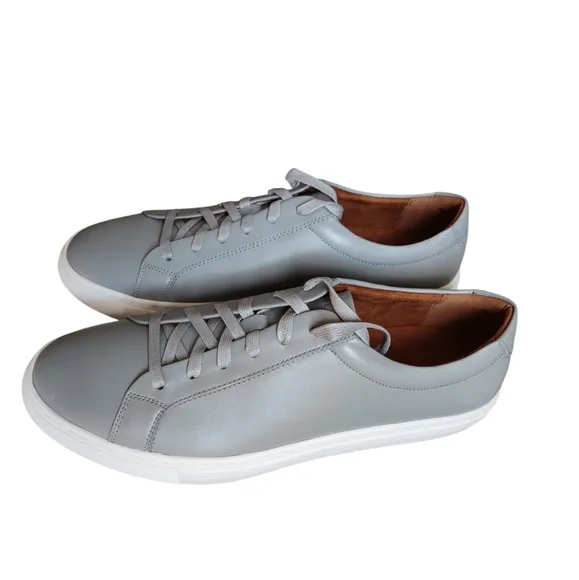 NWOB New Republic Size 12 Grey Kurt Leather Low Top Lace Up Sneakers