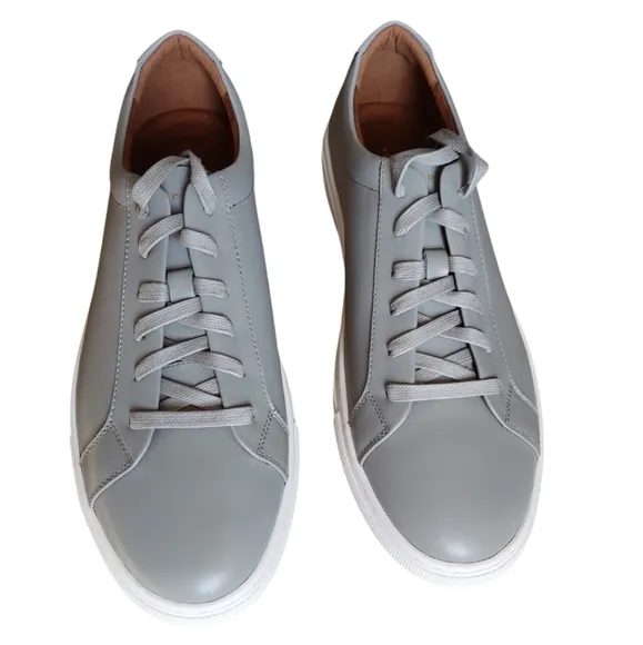 NWOB New Republic Size 12 Grey Kurt Leather Low Top Lace Up Sneakers