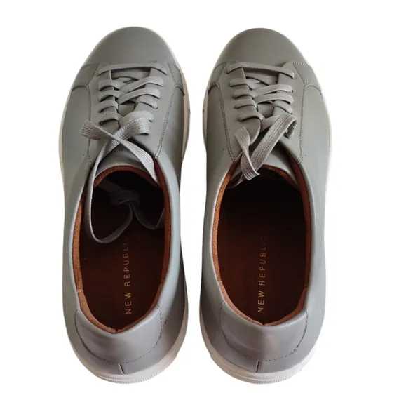 NWOB New Republic Size 12 Grey Kurt Leather Low Top Lace Up Sneakers