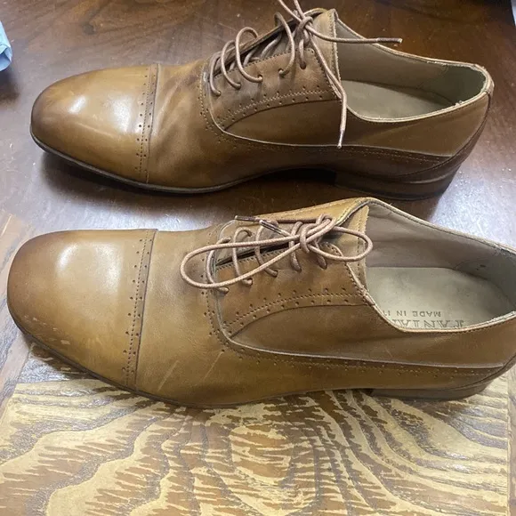 NWOB PANTANETTI Leather brown dress Shoes made in ITALY Sz 40