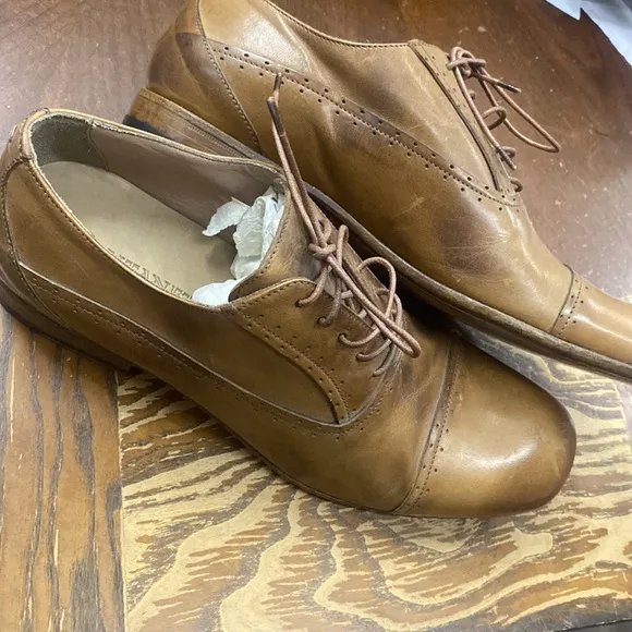 NWOB PANTANETTI Leather brown dress Shoes made in ITALY Sz 40