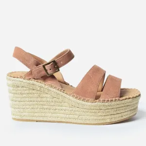 NWOB Soludos Como Suede Platform Wedge Espadrille Sandals in Sahara Pink Size 9