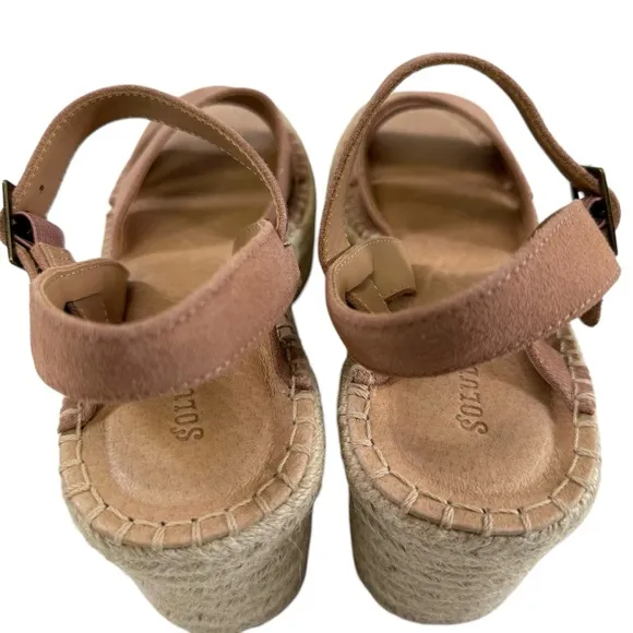 NWOB Soludos Como Suede Platform Wedge Espadrille Sandals in Sahara Pink Size 9